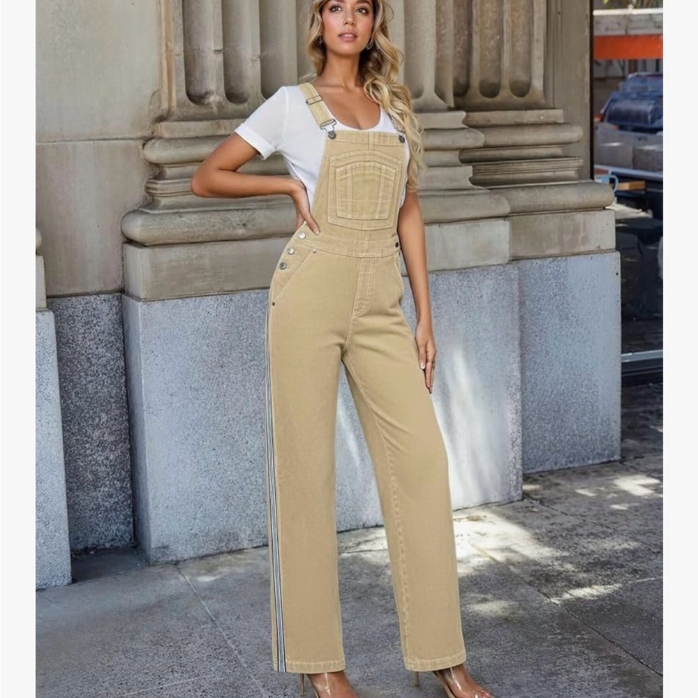 Women's Tan Denim Overalls